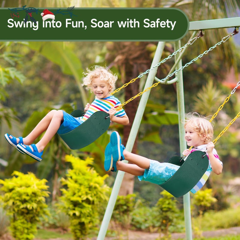 DECORLIFE 2-Pack Swing Seats for Swing Set  Support 330lb  Swings Replacement Kits with Coated Chains for Kids Adults  Swing Set Accessories with Snap Hooks for Outdoor Backyard Playground  Green - Image 2